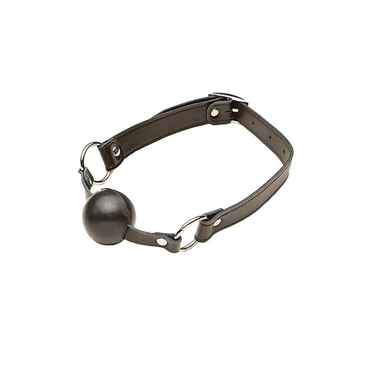 Love In Leather BDSM Play Gag with Solid Ball - Bondage Gags and Bits
