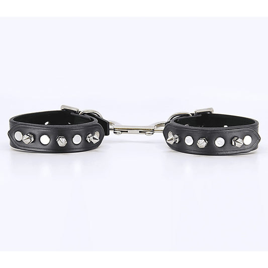 Love In Leather Spiked Leather Bondage Wrist Cuffs - Cuffs And Restraints
