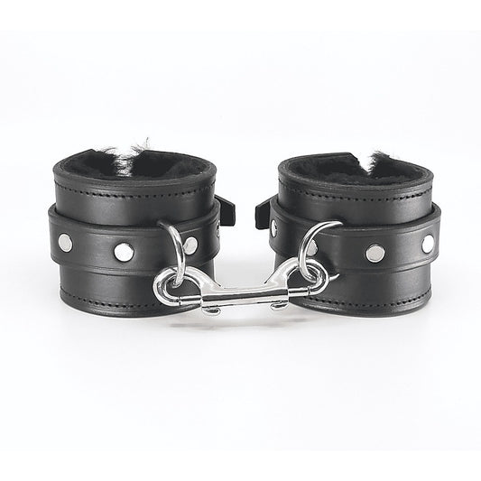 Love In Leather Sheepskin Lined Bondage Wrist Cuffs - Cuffs And Restraints