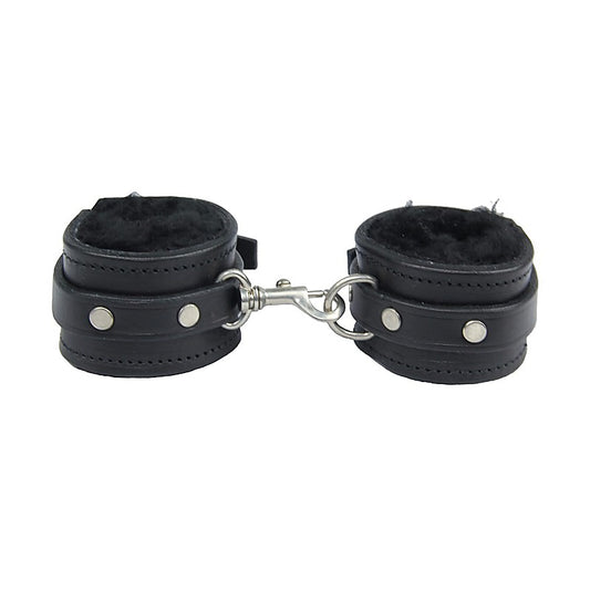 Love In Leather Light Sheepskin Lined Hand Cuffs - Cuffs And Restraints