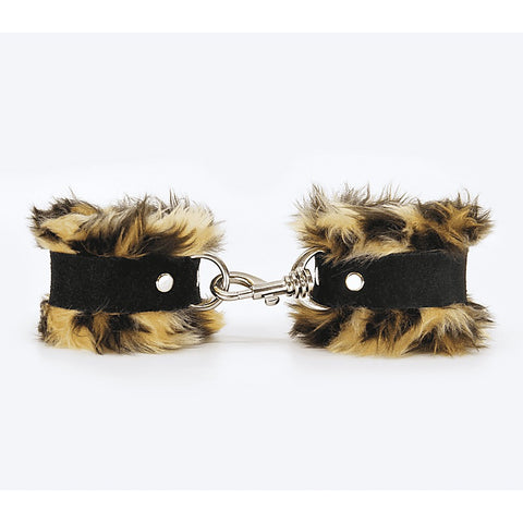 Love In Leather Fluffy Cuffs with Suede Leather Strap - Cuffs And Restraints