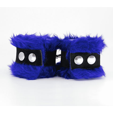 Love In Leather Fluffy Cuffs with Suede Leather Strap - Cuffs And Restraints