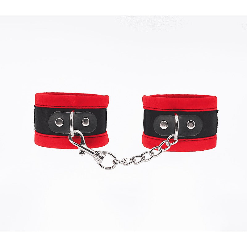 Love In Leather Lightly Padded Velveteen Hand Cuffs - Cuffs And Restraints