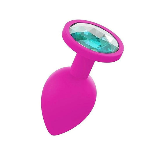 Silicone Butt Plug With Gem Pink By Love In Leather - Butt Plugs