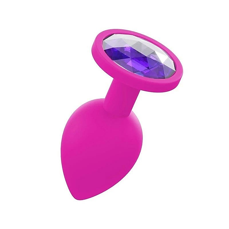 Silicone Butt Plug With Gem Pink By Love In Leather - Butt Plugs