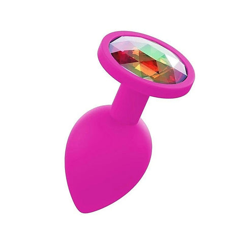 Silicone Butt Plug With Gem Pink By Love In Leather - Butt Plugs
