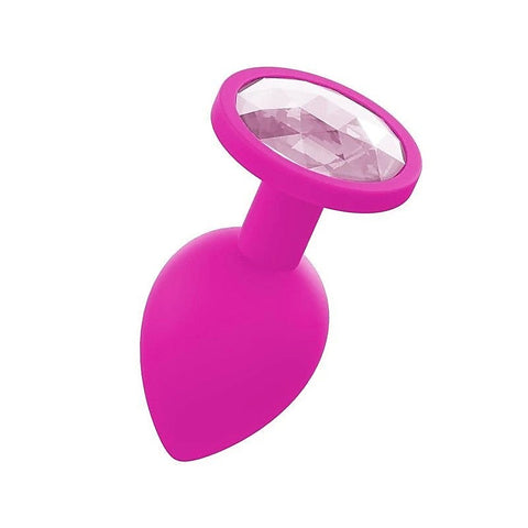 Silicone Butt Plug With Gem Pink By Love In Leather - Butt Plugs