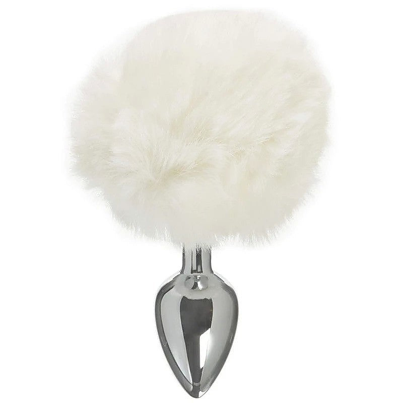 Faux Fur Bunny Tail Anal Plug White By Love In Leather - Butt Plugs