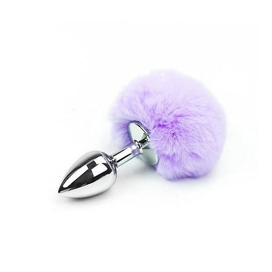 Faux Fur Bunny Tail Butt Plug Lilac By Love In Leather - Butt Plugs