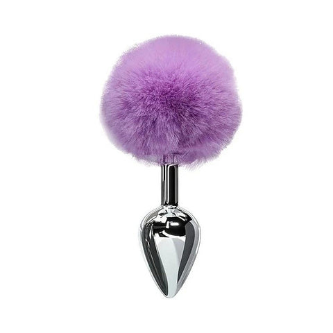 Faux Fur Bunny Tail Butt Plug Lilac By Love In Leather - Butt Plugs