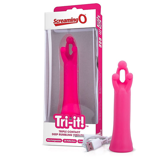 Screaming O Singles Charged Tri It Pink Single Vibrator - Personal Massagers