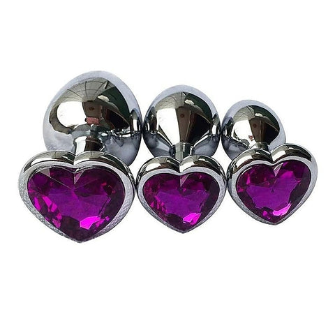 Metal Butt Plug With Round Gem Purple By Love In Leather - Butt Plugs