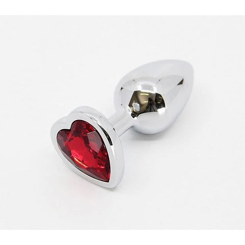 Metal Butt Plug With Heart Gem Red By Love In Leather - Butt Plugs