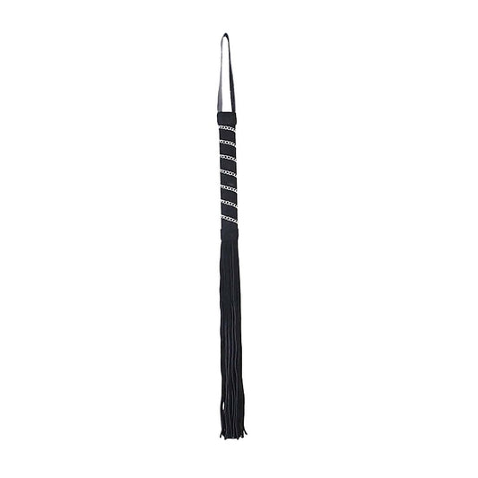 Long Black Suede Leather Flogger By Love In Leather - Whips And Crops