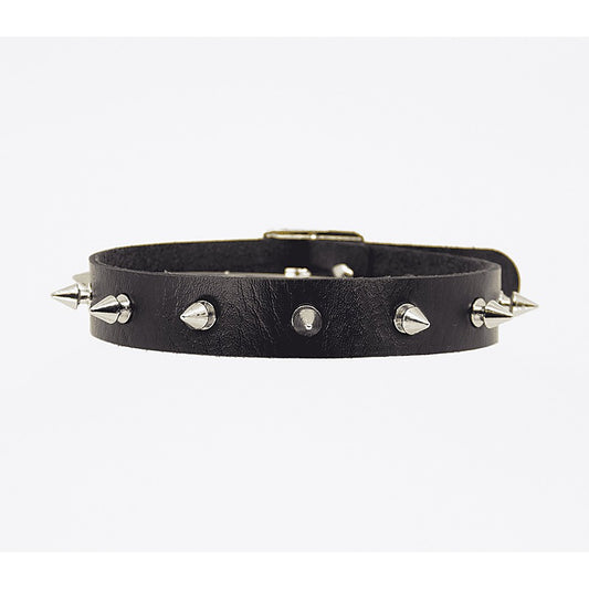 Love In Leather Spiked Faux Leather BDSM Choker - Collars and Leads