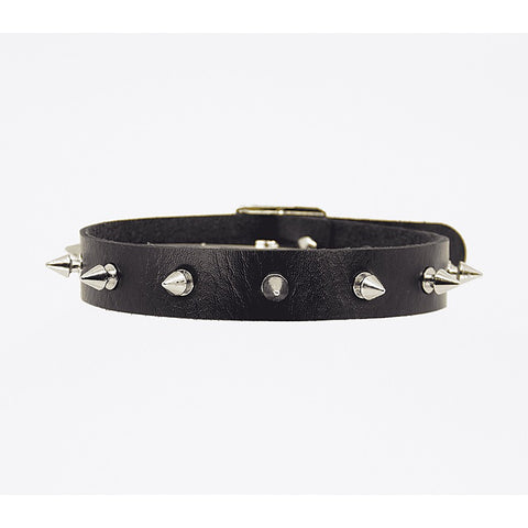 Love In Leather Spiked Faux Leather BDSM Choker - Collars and Leads