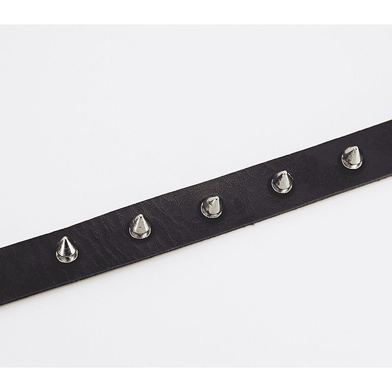 Love In Leather Spiked Faux Leather BDSM Choker - Collars and Leads