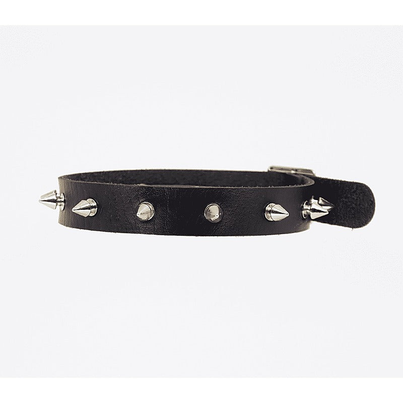 Love In Leather Spiked Faux Leather BDSM Choker - Collars and Leads