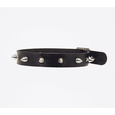 Love In Leather Spiked Faux Leather BDSM Choker - Collars and Leads