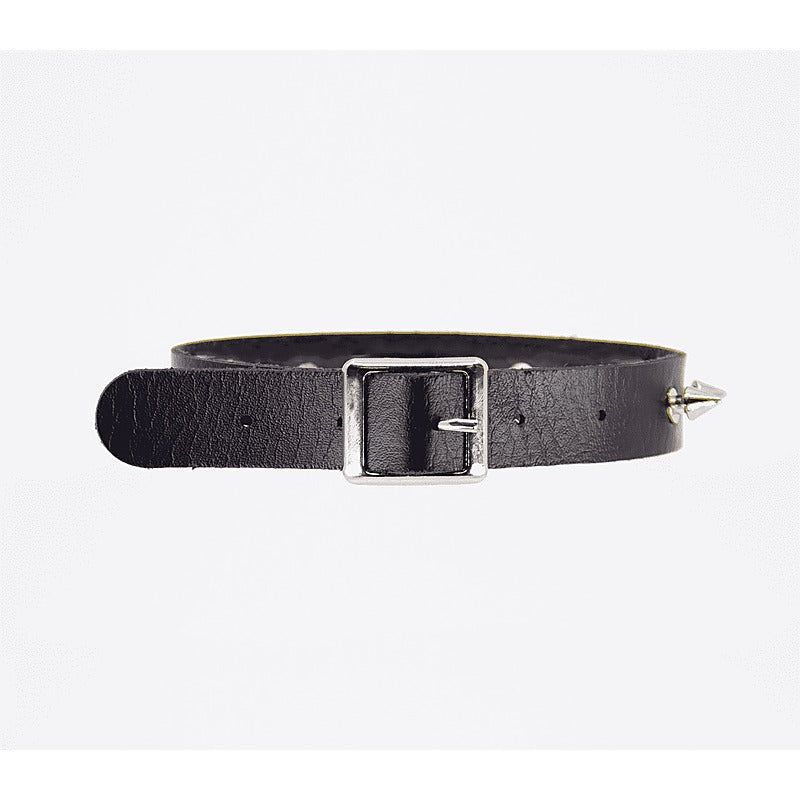 Love In Leather Spiked Faux Leather BDSM Choker - Collars and Leads