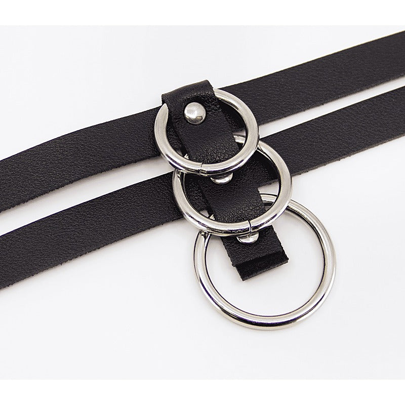 Love In Leather Double Strap Faux Leather Choker - Collars and Leads