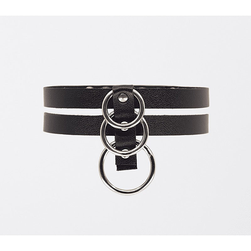Love In Leather Double Strap Faux Leather Choker - Collars and Leads