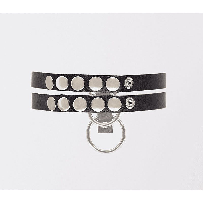 Love In Leather Double Strap Faux Leather Choker - Collars and Leads