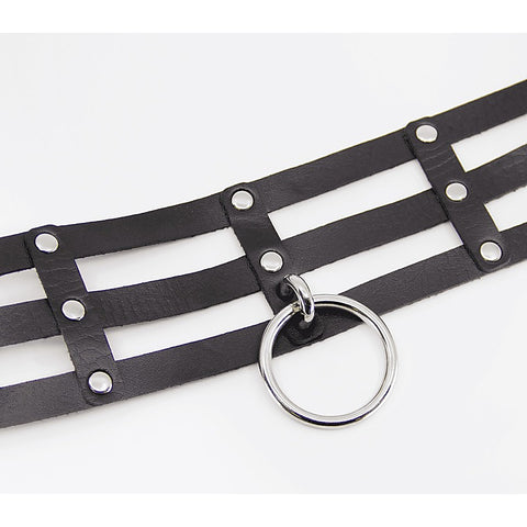 Love In Leather Triple Strap Faux Leather Choker - Collars and Leads
