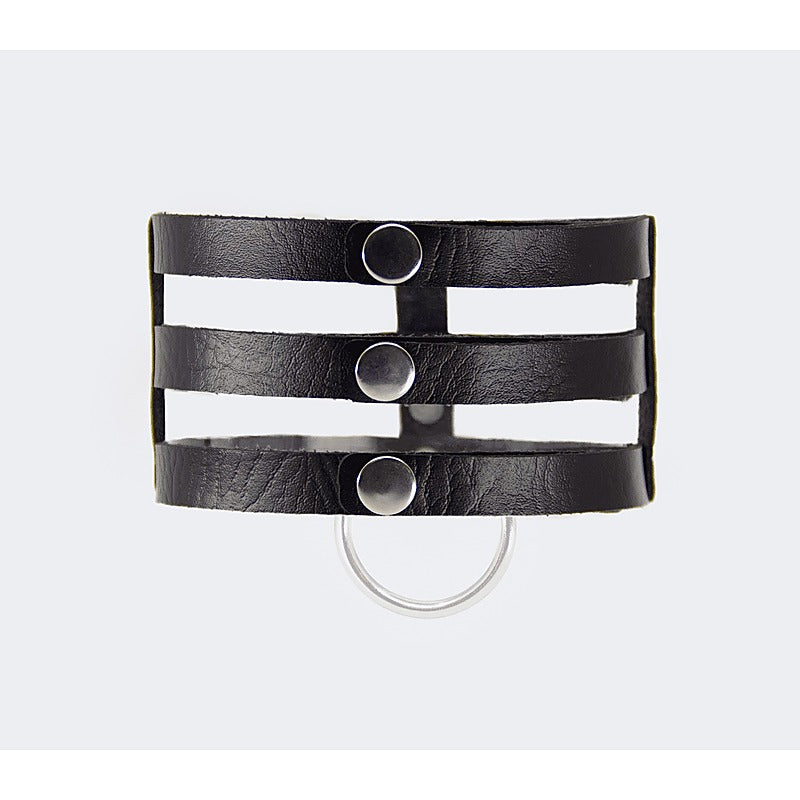 Love In Leather Triple Strap Faux Leather Choker - Collars and Leads
