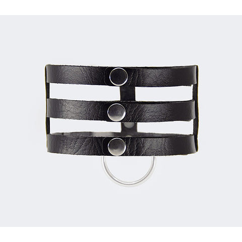 Love In Leather Triple Strap Faux Leather Choker - Collars and Leads