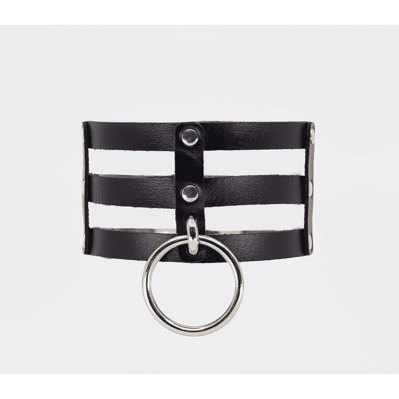 Love In Leather Triple Strap Faux Leather Choker - Collars and Leads