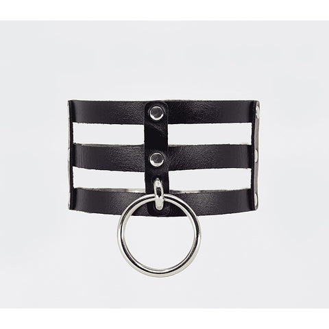 Love In Leather Triple Strap Faux Leather Choker - Collars and Leads