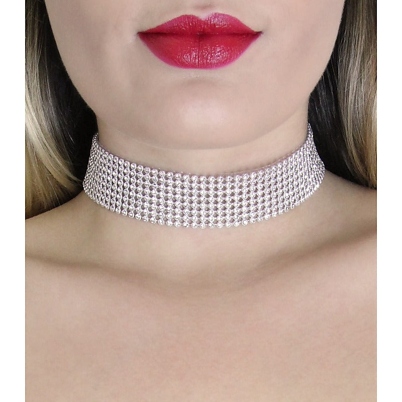 Love In Leather BDSM Play Diamante Choker - Collars and Leads