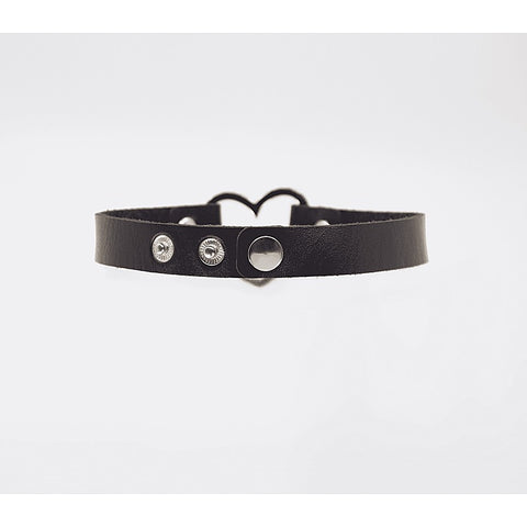 Love In Leather Heart Ring Faux Leather Fetish Choker - Collars and Leads