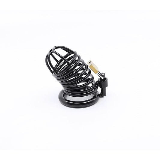 Love In Leather Matte Black Male Chastity Cage - Male Chastity