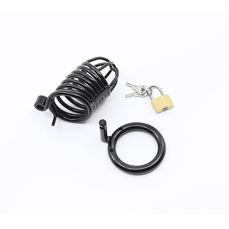 Love In Leather Matte Black Male Chastity Cage - Male Chastity