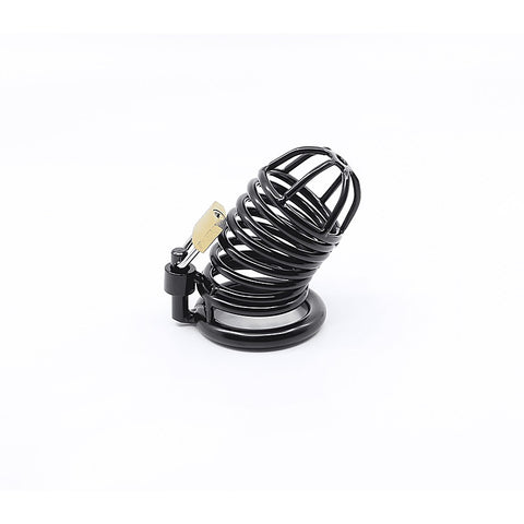 Love In Leather Matte Black Male Chastity Cage - Male Chastity