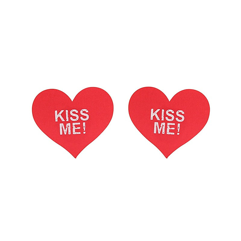 Kiss Me Heart Shape Nipple Pasties By Love In Leather - Breast and Nipple Toys