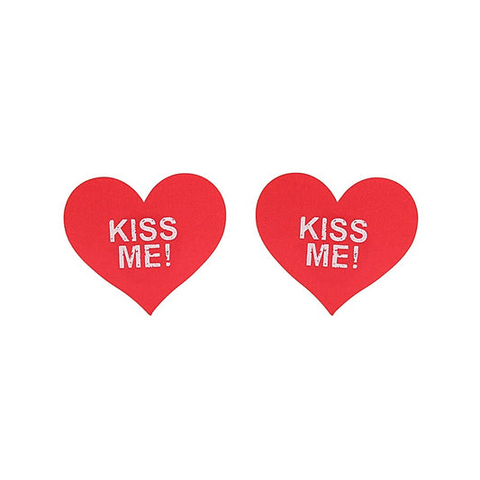 Kiss Me Heart Shape Nipple Pasties By Love In Leather - Breast and Nipple Toys