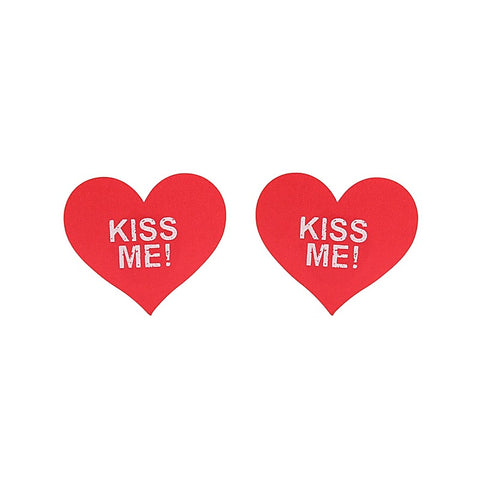 Kiss Me Heart Shape Nipple Pasties By Love In Leather - Breast and Nipple Toys