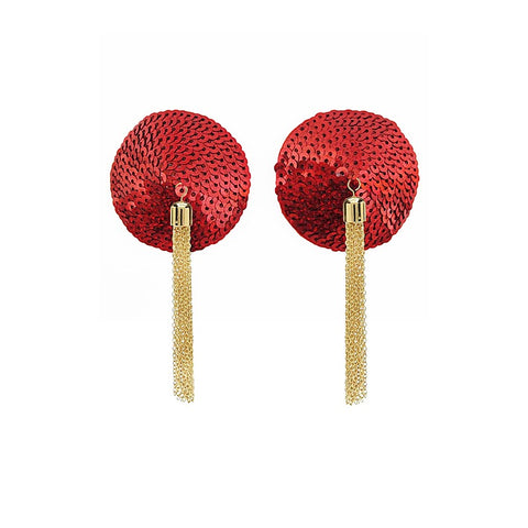 Sequin Pasties With Chain Tassels By Love In Leather - Breast and Nipple Toys
