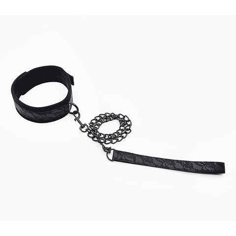 Berlin Baby Lace Printed BDSM Leather Collar - Collars and Leads