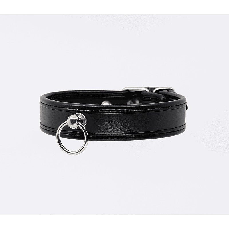 Berlin Baby Thin Padded Faux Leather Bondage Collar - Collars and Leads
