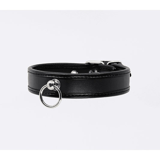 Berlin Baby Thin Padded Faux Leather Bondage Collar - Collars and Leads