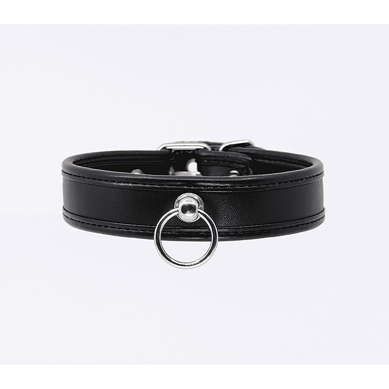 Berlin Baby Thin Padded Faux Leather Bondage Collar - Collars and Leads