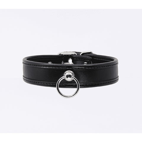 Berlin Baby Thin Padded Faux Leather Bondage Collar - Collars and Leads