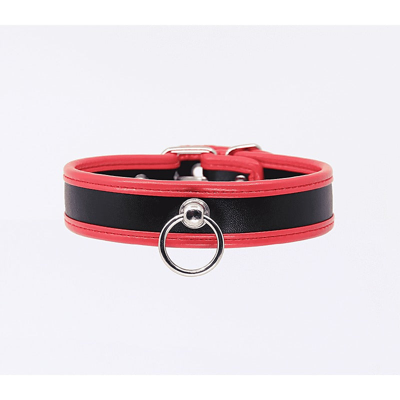 Berlin Baby Thin Padded Faux Leather Bondage Collar - Collars and Leads