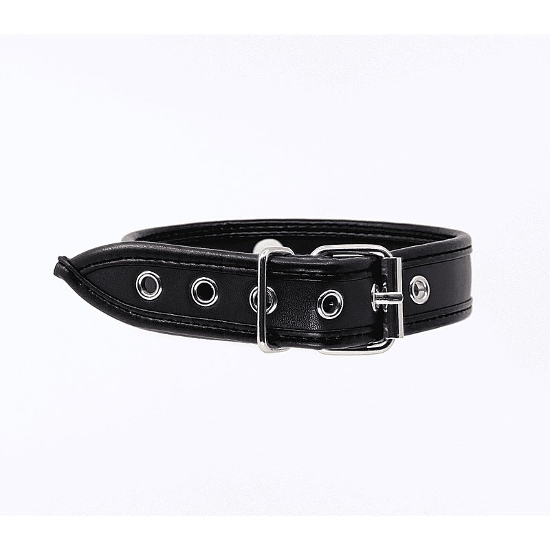Berlin Baby Thin Padded Faux Leather Bondage Collar - Collars and Leads
