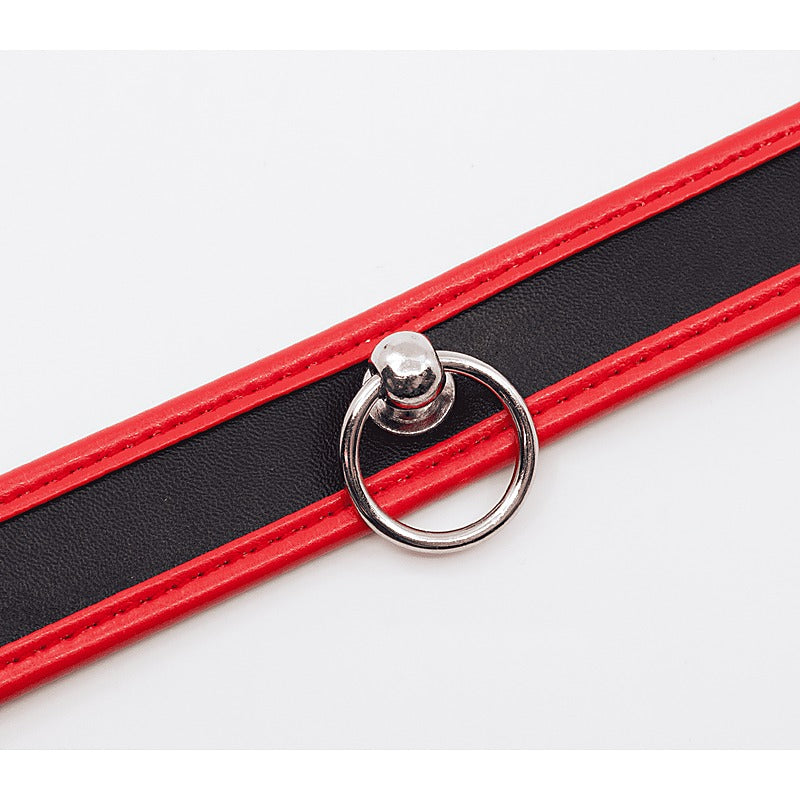 Berlin Baby Thin Padded Faux Leather Bondage Collar - Collars and Leads