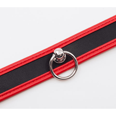 Berlin Baby Thin Padded Faux Leather Bondage Collar - Collars and Leads